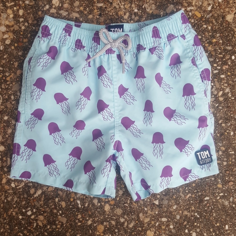 Tom & Teddy Blue Jellyfish Boys Swim Trunks 5/6